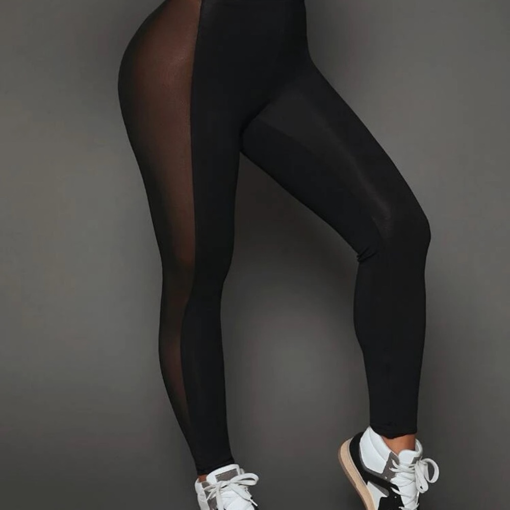Black leggings with sheer sides size small but probably fit large never worn